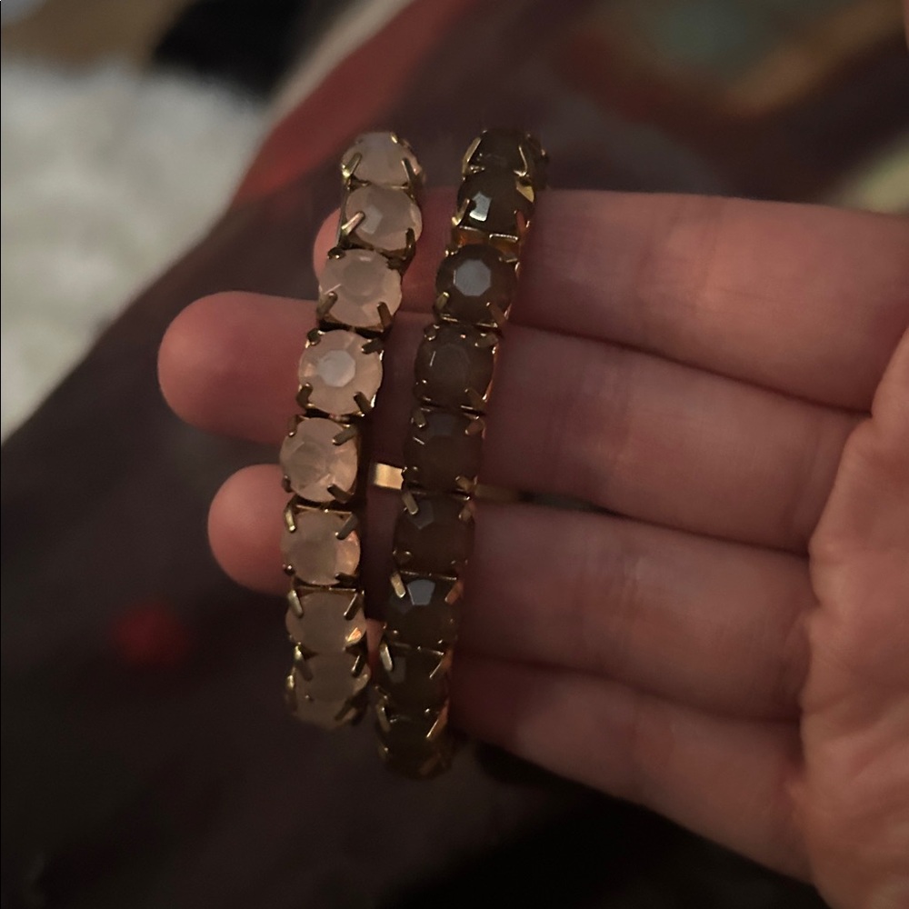 Vintage Elegant Gold and rose quarts and gold and black Bracelet Set